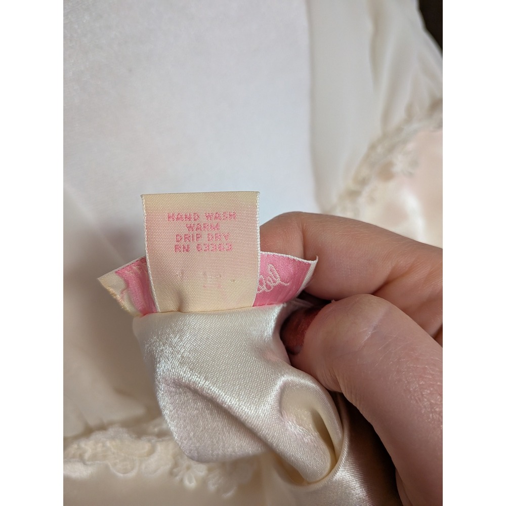 Flora Nikrooz Vintage 1980s Ivory Sheer Chiffon Bridal Peignoir Robe Medium - Picture 6 of 7